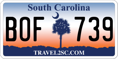 SC license plate BOF739