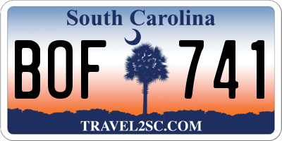 SC license plate BOF741