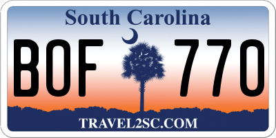 SC license plate BOF770