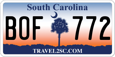 SC license plate BOF772