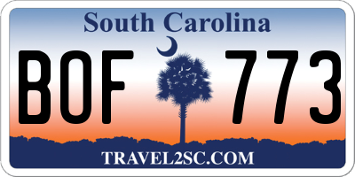 SC license plate BOF773