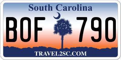 SC license plate BOF790