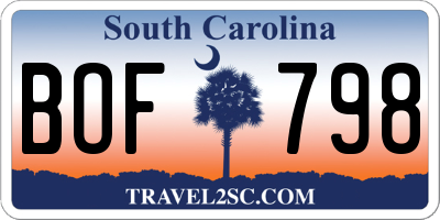 SC license plate BOF798