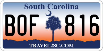 SC license plate BOF816