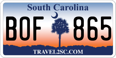 SC license plate BOF865