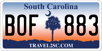 SC license plate BOF883