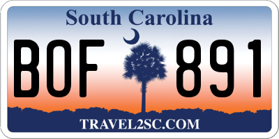 SC license plate BOF891
