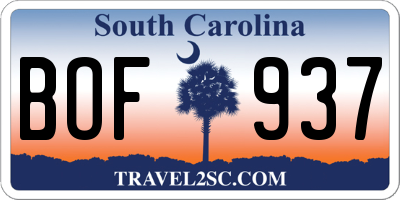 SC license plate BOF937