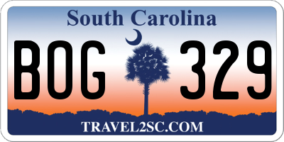 SC license plate BOG329