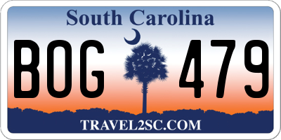SC license plate BOG479