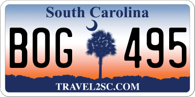 SC license plate BOG495