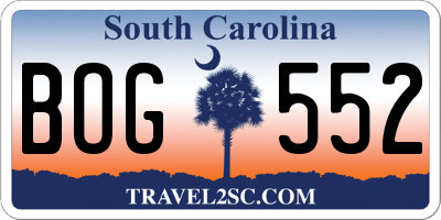SC license plate BOG552