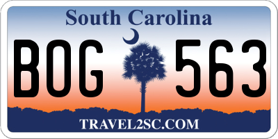 SC license plate BOG563