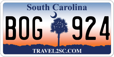 SC license plate BOG924