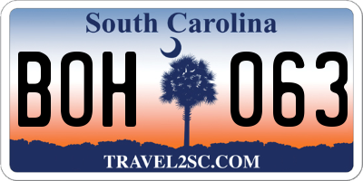 SC license plate BOH063
