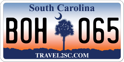 SC license plate BOH065