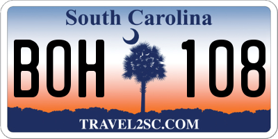 SC license plate BOH108