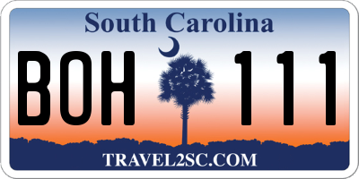 SC license plate BOH111
