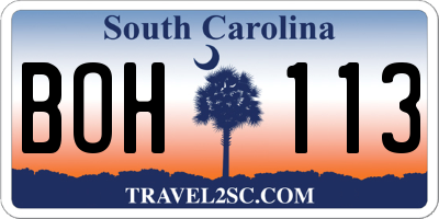 SC license plate BOH113