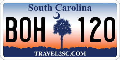 SC license plate BOH120