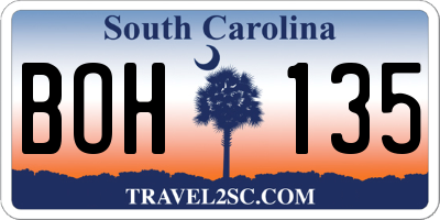 SC license plate BOH135