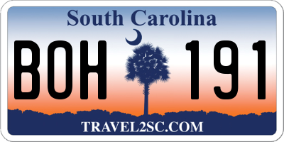 SC license plate BOH191