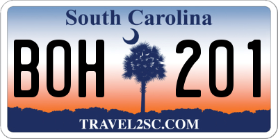 SC license plate BOH201