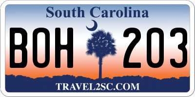 SC license plate BOH203