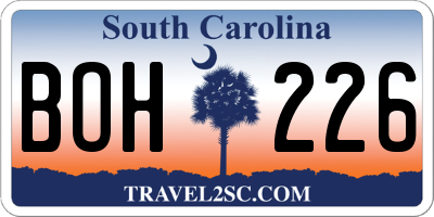 SC license plate BOH226