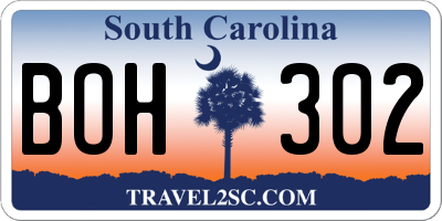 SC license plate BOH302