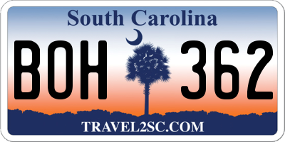 SC license plate BOH362