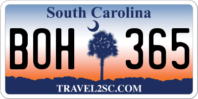 SC license plate BOH365