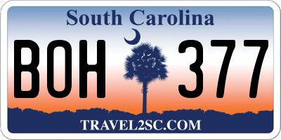 SC license plate BOH377