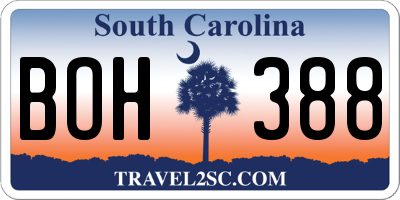 SC license plate BOH388