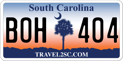 SC license plate BOH404