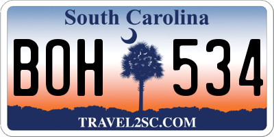 SC license plate BOH534