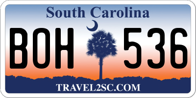 SC license plate BOH536