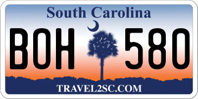 SC license plate BOH580