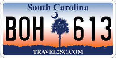 SC license plate BOH613