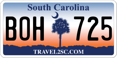 SC license plate BOH725