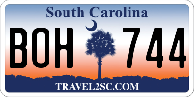 SC license plate BOH744