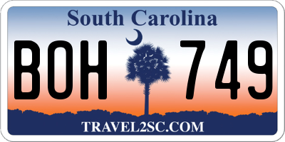 SC license plate BOH749