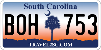 SC license plate BOH753