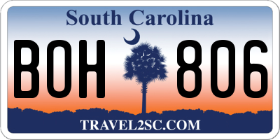 SC license plate BOH806
