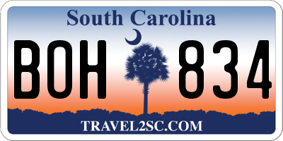 SC license plate BOH834