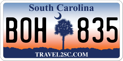 SC license plate BOH835