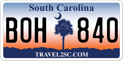 SC license plate BOH840