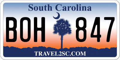 SC license plate BOH847