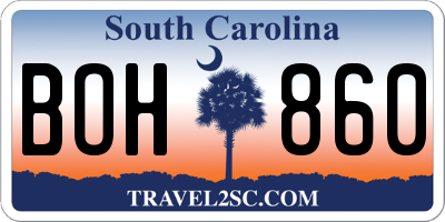 SC license plate BOH860