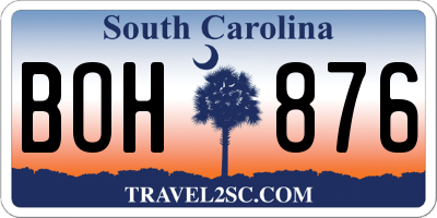 SC license plate BOH876